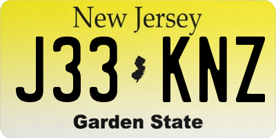 NJ license plate J33KNZ