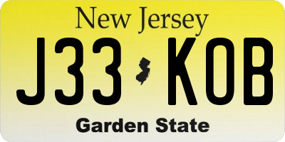 NJ license plate J33KOB