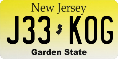 NJ license plate J33KOG