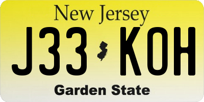 NJ license plate J33KOH