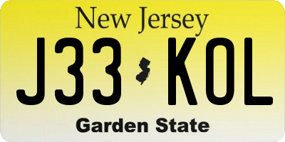 NJ license plate J33KOL