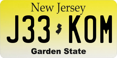 NJ license plate J33KOM