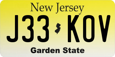 NJ license plate J33KOV