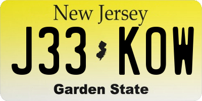 NJ license plate J33KOW