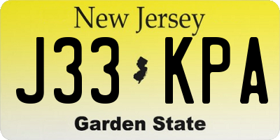 NJ license plate J33KPA