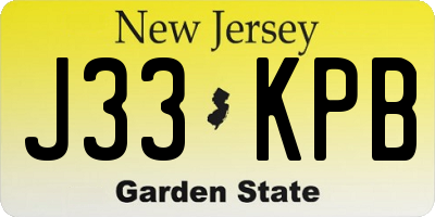 NJ license plate J33KPB