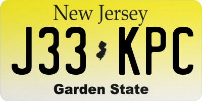 NJ license plate J33KPC