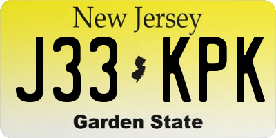 NJ license plate J33KPK