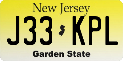 NJ license plate J33KPL