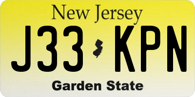 NJ license plate J33KPN