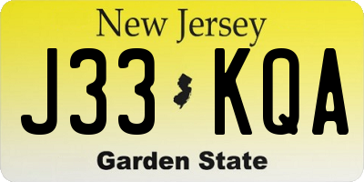 NJ license plate J33KQA