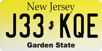NJ license plate J33KQE
