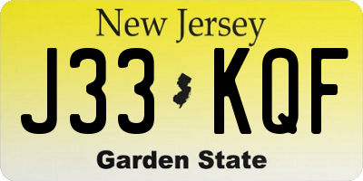 NJ license plate J33KQF