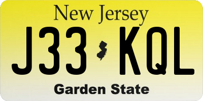 NJ license plate J33KQL