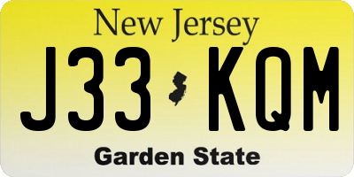 NJ license plate J33KQM