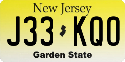 NJ license plate J33KQO