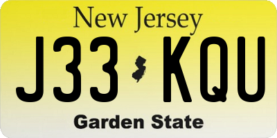 NJ license plate J33KQU