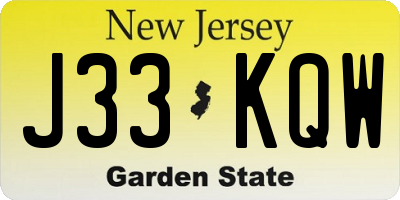 NJ license plate J33KQW