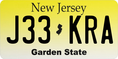 NJ license plate J33KRA