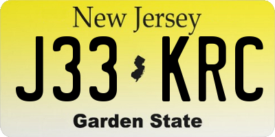 NJ license plate J33KRC