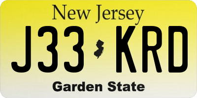 NJ license plate J33KRD