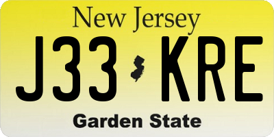 NJ license plate J33KRE