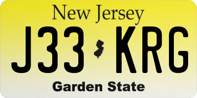 NJ license plate J33KRG
