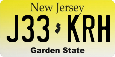 NJ license plate J33KRH
