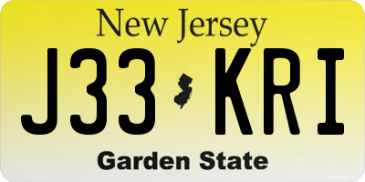 NJ license plate J33KRI