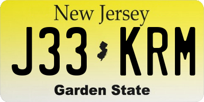 NJ license plate J33KRM