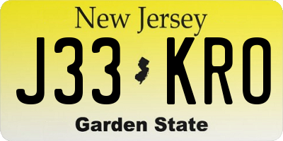 NJ license plate J33KRO