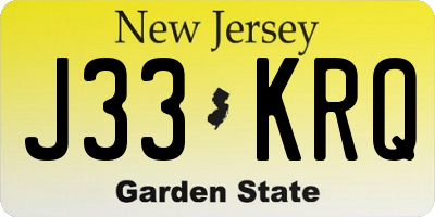 NJ license plate J33KRQ