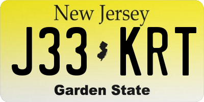 NJ license plate J33KRT