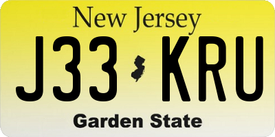 NJ license plate J33KRU