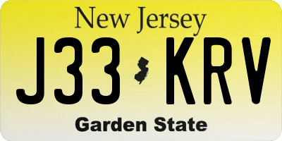 NJ license plate J33KRV
