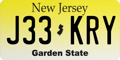 NJ license plate J33KRY