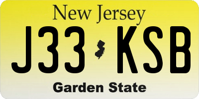 NJ license plate J33KSB