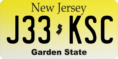 NJ license plate J33KSC