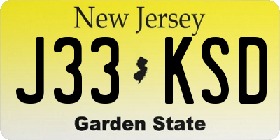 NJ license plate J33KSD