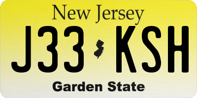 NJ license plate J33KSH