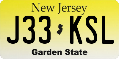 NJ license plate J33KSL