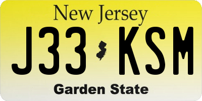 NJ license plate J33KSM