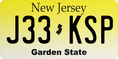 NJ license plate J33KSP