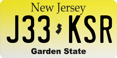 NJ license plate J33KSR