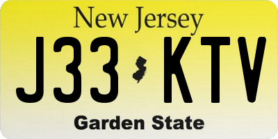NJ license plate J33KTV