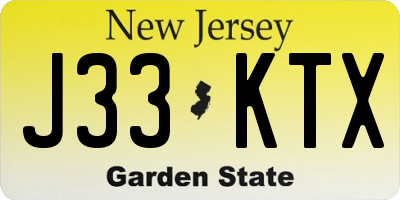 NJ license plate J33KTX