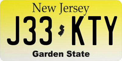 NJ license plate J33KTY