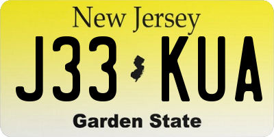 NJ license plate J33KUA