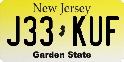NJ license plate J33KUF