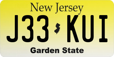 NJ license plate J33KUI